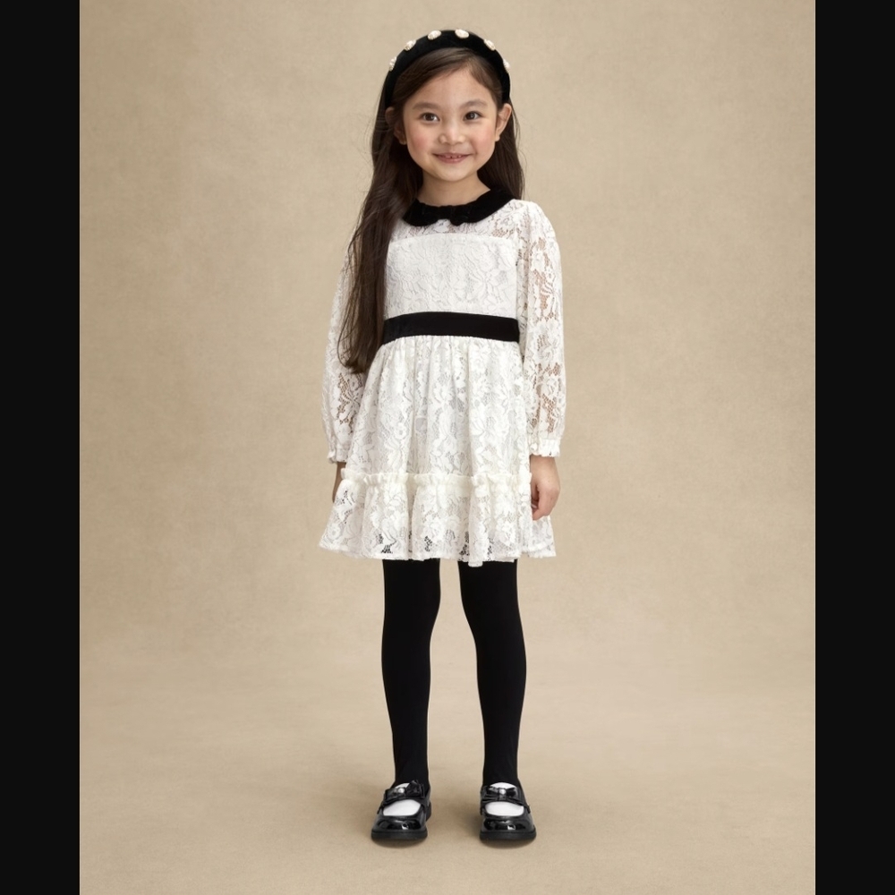 Gymboree Toddler Girl Contrast Lace Ruffle Dress